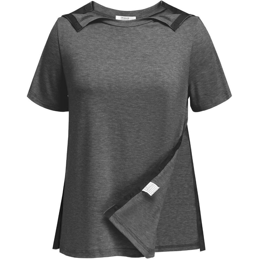 Post Shoulder Surgery Shirts Women Adaptive Snap Side Access Short Sleeve